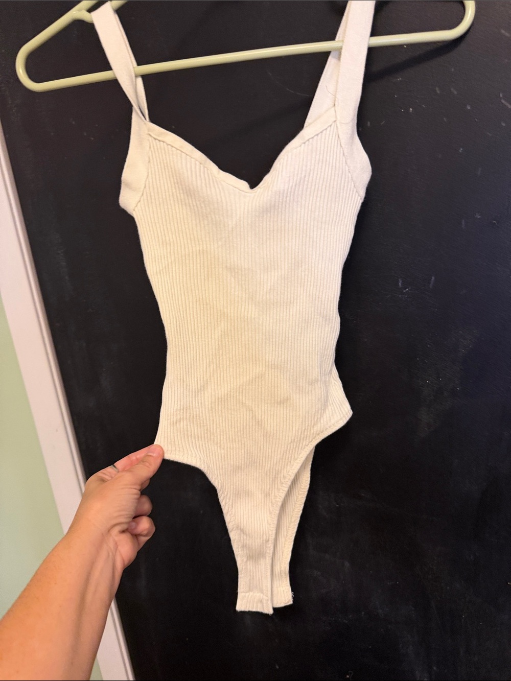 Zara White Ribbed Sweetheart Neck Tank Bodysuit Medium